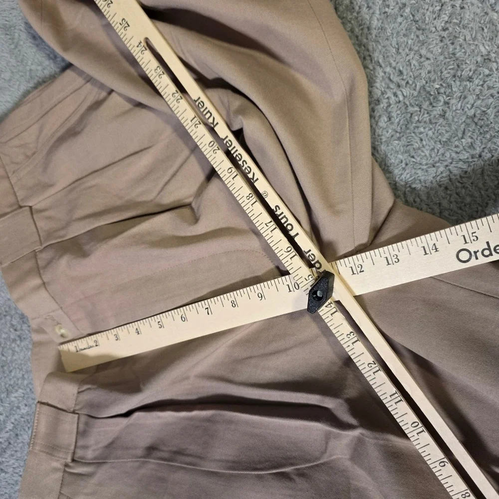 Cacharel‎ Mens 36 Straw Tan Pleated Straight Leg Cotton Blend Vintage Trousers